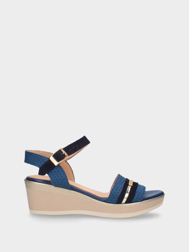 blue low wedge shoes