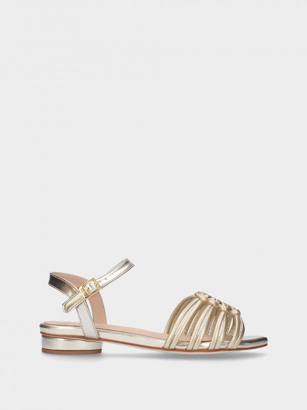 Sandália Dourada Salto Raso para Cerimonia Cassia01 | MLV Shoes