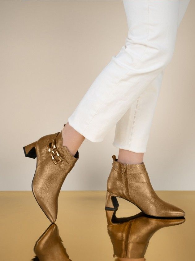 Mid Heel Leather Ankle Boot Lori 42