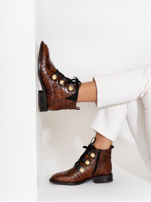 Leather Ankle Boot Rose 05